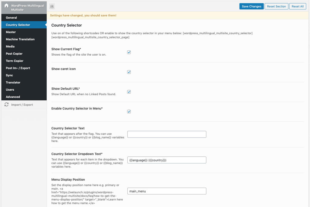 multisite country selector options