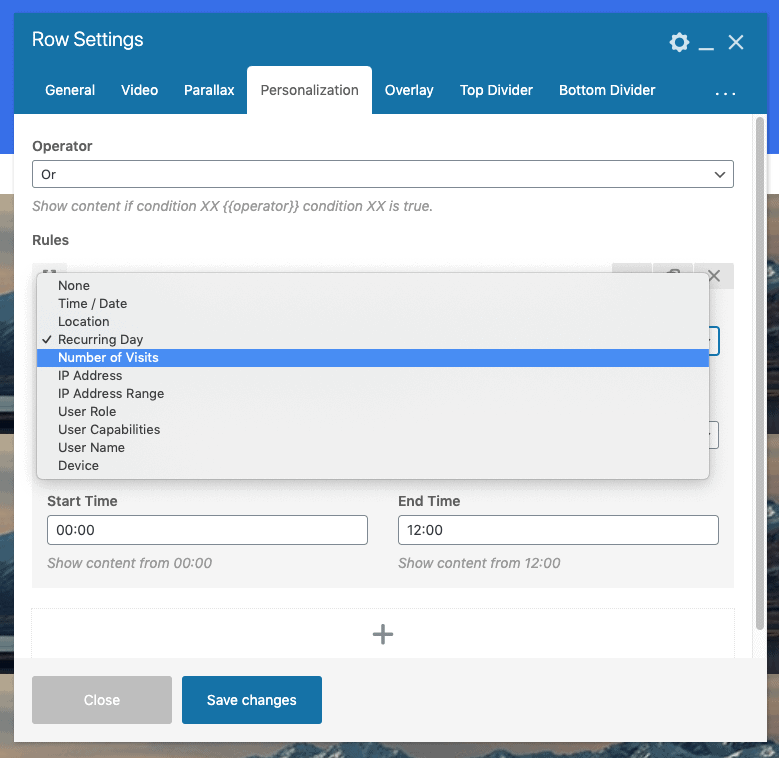 use personalization rules in visual composer