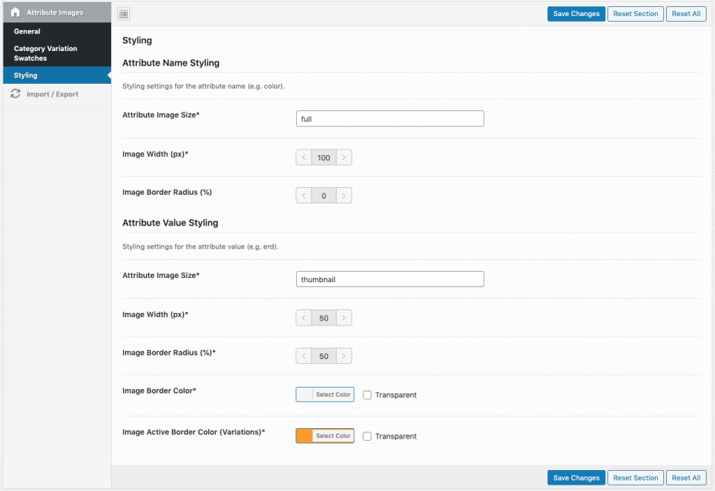 WooCommerce attribute images styling