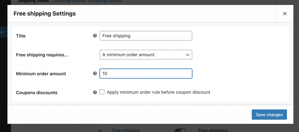 set a minimum order amount for free shipping
