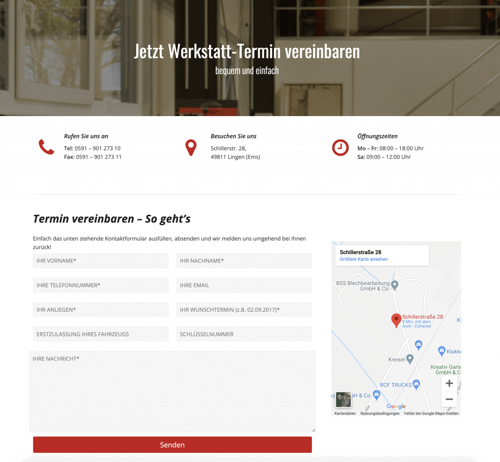 workshop appointment booking