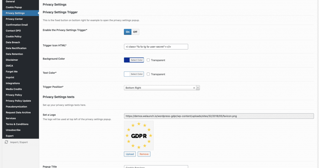 setup privacy settings