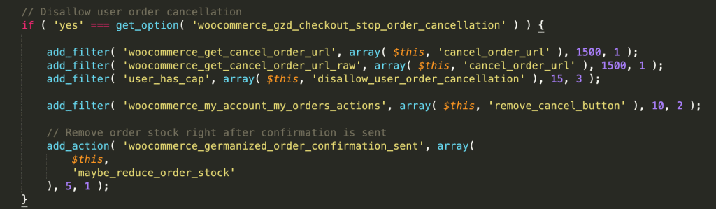 code for germanized option